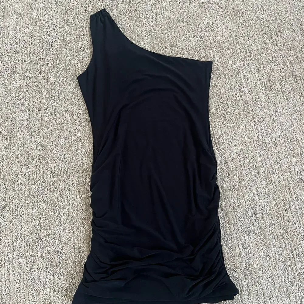 Aqua Black Mini One Shoulder Bodycon Dress - Picture 6 of 6